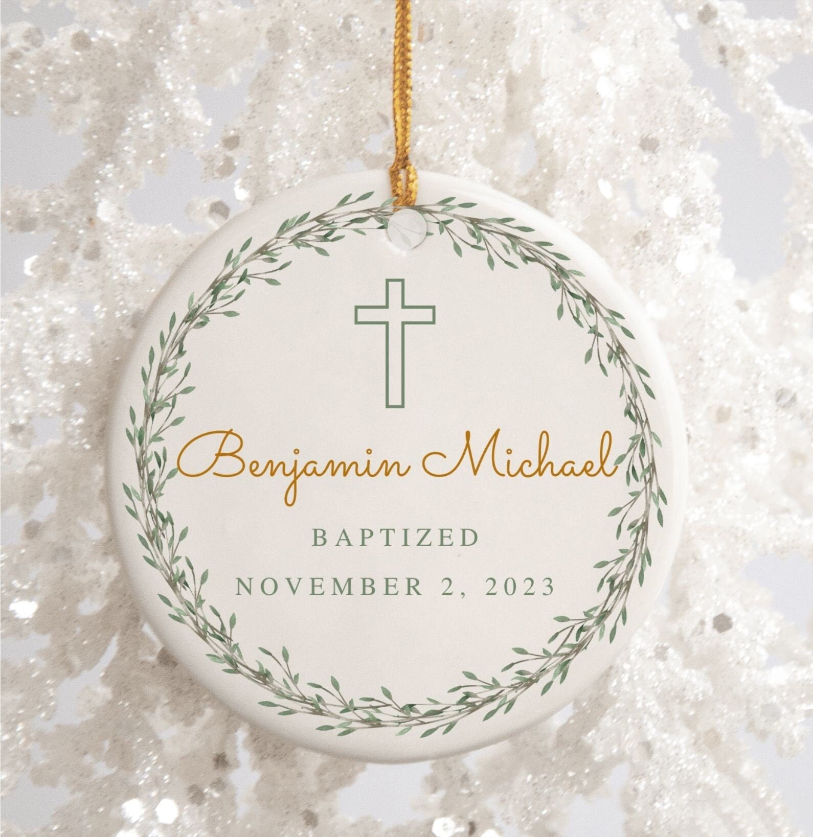 Personalized Christmas Ornaments and Ornament Baptism Gift for Boy, Nativity Scene Christmas Ornament, Religious Christmas Decorations, Ideas For Christmas Trees DCLAF06